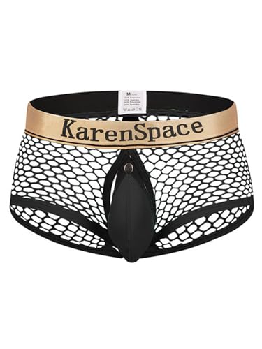 KAREN SPACE Men's Boxer Briefs, Breathable Stretch Underwear, Moisture Wicking Black, S