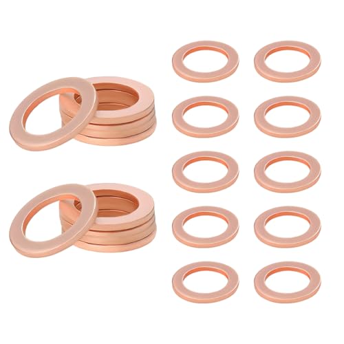 Image of 20 PCS Oil Drain Plug Gasket, 14mm Copper Engine Oil Crush Washers OEM PN Part 007603-014106, Automotive Sealing Drain Plug Gaskets Seals Kit Replacement, Car Accessories