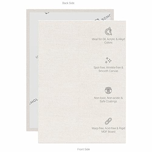 Image of Scholar Art Hobby Series 04 Oz (230 GSM) 100% Cotton Canvas Panel Board for Painting (White Blank Canvas Boards for Acrylic Paint, Oil Paint, Wet & Dry Media) | 05 inchx07 inch (12.5x17.5 cm), Pack of 6