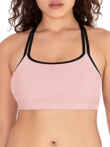 Fruit Of The Loom Women's Spaghetti Strap Cotton Pullover Sports Bra Value Pack, Petite Modern Camo/White/Black Hue/Blushing Rose With Black/Charcoal/Black Hue, 42 #TOP1