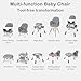 INFANS 9 in 1 High Chair, Convertible Baby Highchair for Babies and Toddlers, Table and Chair Set Building Block Infant Dining Booster Seat, Kids Stool with Activity Children Play Kitchen (Grey)