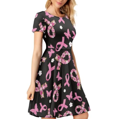 Image of AFPANQZ Womens Casual Summer Lightweight Vintage Dress Short Sleeve Midi Dress Knee-Long Luxury Formal Dress