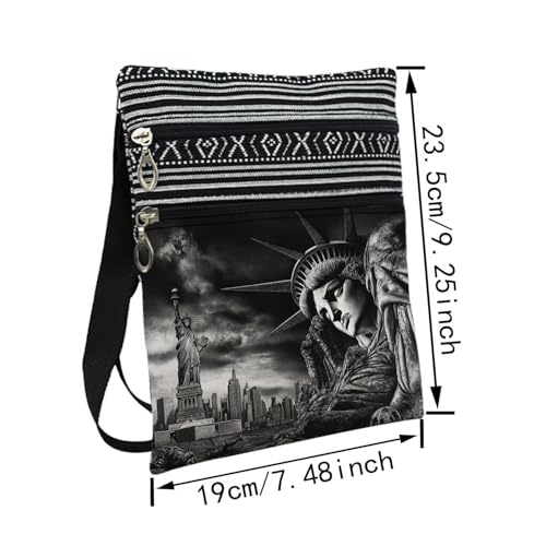 Funny Liberty Statue Messenger Bag Small Ethnic Pattern Printed Adjustable Strap Crossbody Zipper Bag Funny Liberty Statue Phone Bag Wallet Cute Shoulder Handbag for Women Friends2