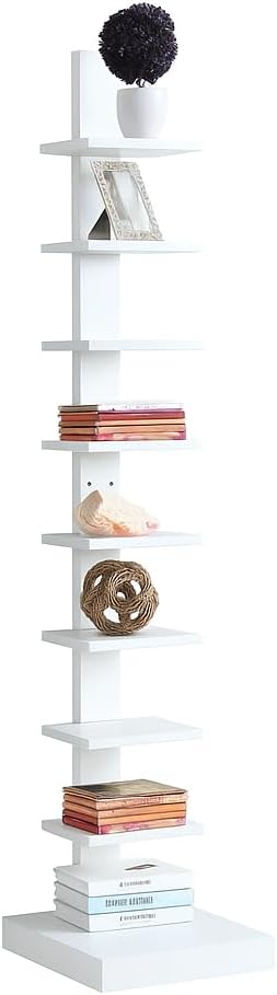 Proman Products - Standing Spine Bookshelf, Bookshelf for Small Spaces, Standing Shelves (White)
