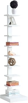 Proman Products - Standing Spine Bookshelf, Bookshelf for Small Spaces, Standing Shelves White