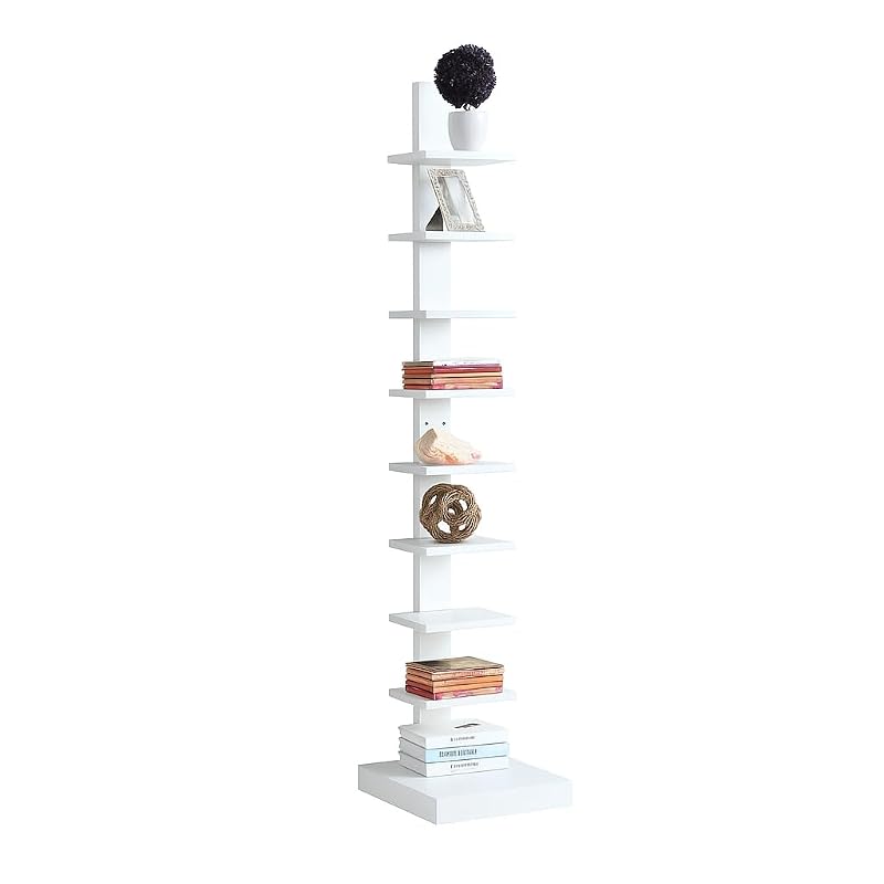 Proman Products - Standing Spine Bookshelf, Bookshelf for Small Spaces, Standing Shelves (White)
