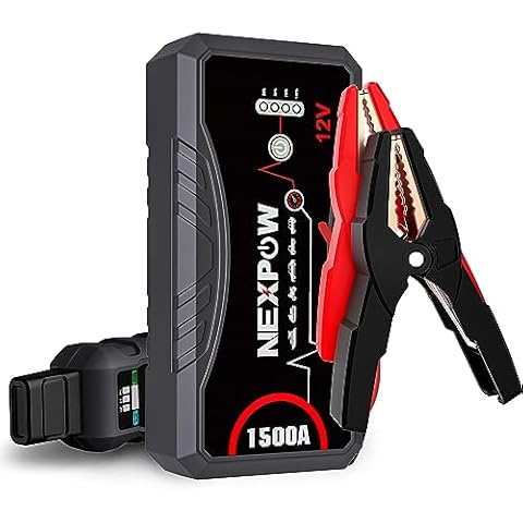 NEXPOW Car Jump Starter Car Battery Jump Starter Pack 1500A Peak Q10S for Up to 7.0L Gas and 5.5L Diesel Engine12V Auto Battery Booster,Jumper Cables Portable Lithium Jump Box with LED Light/USB QC3.0 Cover