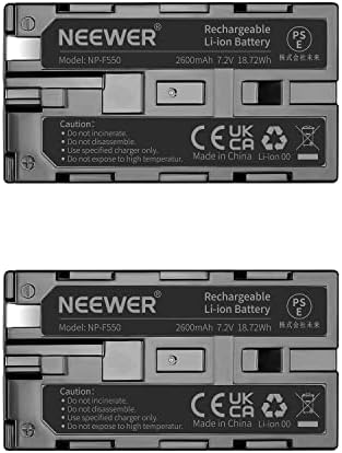 Neewer® (2Pack)2600mAh Sony NP-F550/570/530 Replacement Battery for Sony HandyCams, Neewer Nanguang CN-160, CN-216, CN-126 Series and other LED On-Camera Video Lights Which Using NP-F550