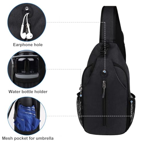 Image of GUSTAVE Sling Bag for Men Stylish Crossbody Bag for Men - Lightweight, Durable Design, Perfect for Travel, Outdoor Activities, Daily Commute, Adjustable Strap, Sleek Black Finish, Compact & Spacious