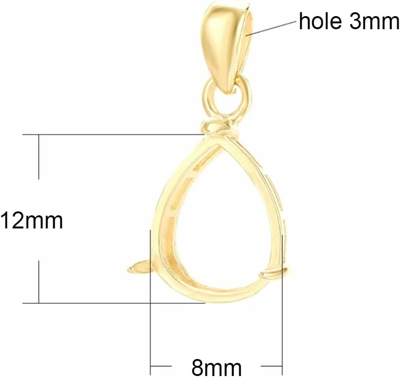 925 Sterling Silver Pendant Blank for 5X7/6X8/7X9/8X10/8X12/14X18mm Teardrop Cabochon Semi Mount Dangle Pendant Setting Wedding Pendant Necklace Making