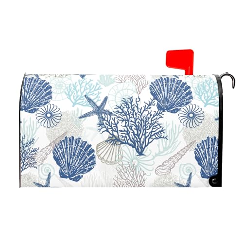 Image of Summer Mailbox Covers Magnetic Standard Size 25.5 X 21 Inch Beach Mailbox Cover Starfishs Seashells Ocean Sea Mailbox Wraps Post Letter Box Cover Decoration Outdoor Garden Home Yard Outside