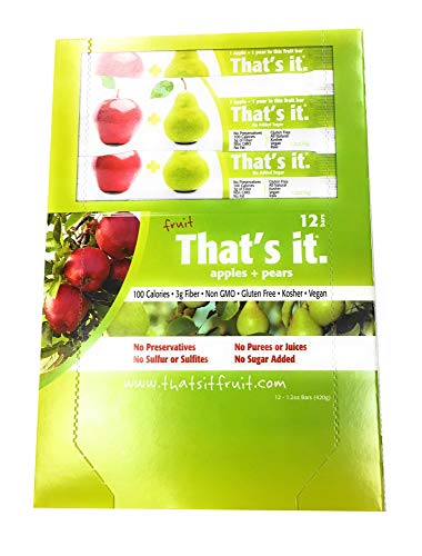 That's It. Gluten-Free Apple + Pear Fruit Bars, 14.4 Ounce, 12 Bars, No Preservatives, No Added Sugar, Paleo, Good for Children, Best High Fiber Vegan Snack - image 1