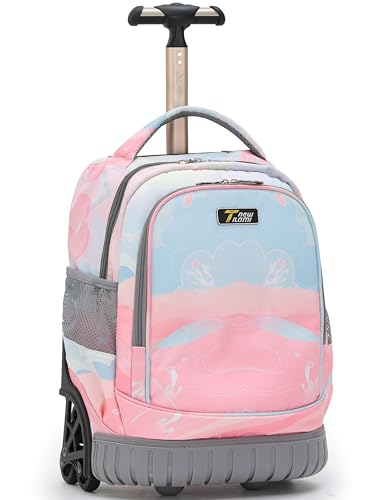 NEW TILAMI 16 Inch Rolling Backpack Carry-on Wheeled Laptop Backpack with Wheels for Girls Boys School Pink