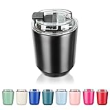 Puraville Insulated Tumblers with Lid, 10 oz Travel Coffee Mug Stainless Steel Vacuum Cup, Leak Proof Reusable Double Walled Coffee Tumbler for Iced and Hot Drinks, Black