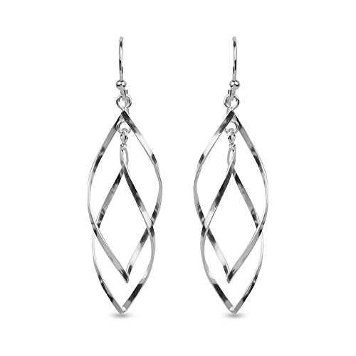 Lecalla Sterling Silver Jewelry Classic Linear Loops Design Twist Wave Drop Dangler Earring For Women #TOP1