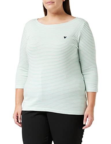 TOM TAILOR 1024035 Manga larga con rayas para Mujer, Verde (26035 - White Green Small Stripe), XL