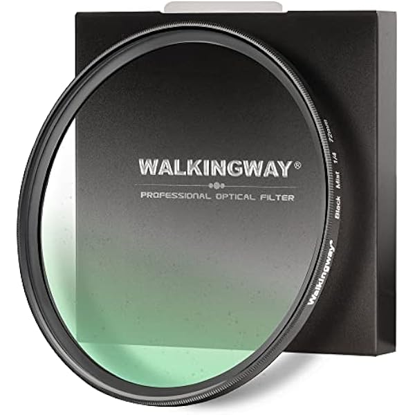Walking Way Filtr 1/4 Black Mist Diffusion 58 mm – czarny lekki filtr dyfuzyjny – marzycielski miękki filtr efektów ze szkła optycznego z powłoką Multi-Nano