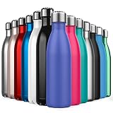 Características y diseño premium: esta elegante y resistente botella deportiva está hecha de acero inoxidable y no se rompe. Puede soportar los entrenamientos más duros!