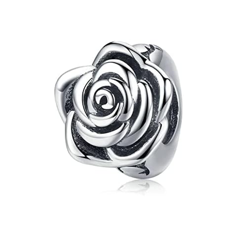 925 Sterling Silver Romantic Rose Charm Pendant, for DIY Craft Earring Bracelet Necklace Key Chains Jewelry Makin Cover
