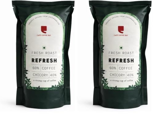 Image of Cafe Coffee Day - Refresh 200 Gms | Filter 60% Coffee & 40% Chicory, Medium To Dark Roast | South Indian Filter | Freshly Roasted Ground - Bag (Pack of 2)