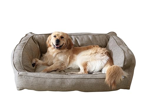 Arlee Sofa Couch Style Memory Foam Dog Bed, Comfortable Cuddler with Extra Support, Pet Bed for Large and Extra Large Dogs, Durable Fabric, Good for Living Room, Bedroom - Walnut(XL)