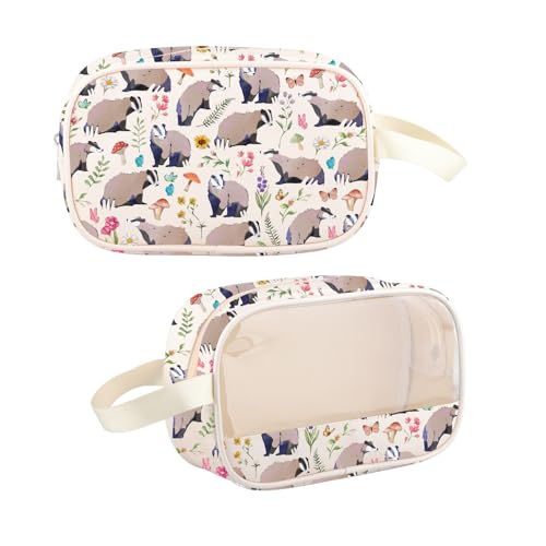G2TUP Badger Lover Gift Badger Clear Makeup Bag Funny Animal Travel Toiletry Bag Wildlife Merch (Badger TM)