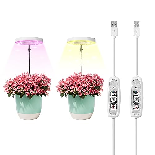 HIULLEN Pack de 2 Lámparas para Plantas LED de Espectro Completo, Luz para Plantas de Interior, Luz...