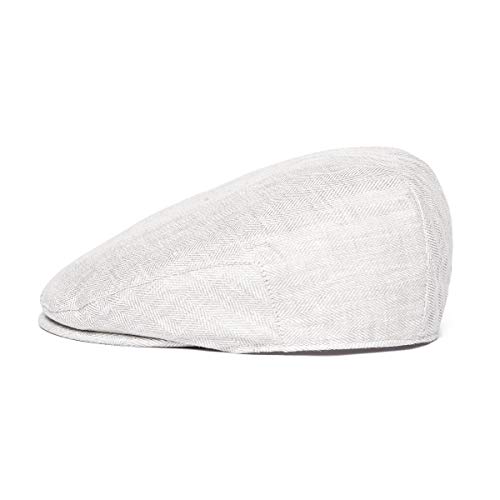 Botvela Men Linen Flat Ivy Breathable Summer Newsboy Hat (7-7 1/8, Herringbone Light Grey) #TOP1