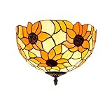▲ ▲▲ Lampe de plafonnier à montage affleurant de style Tiffany - artistique, crée un environnement familial chaleureux et confortable.