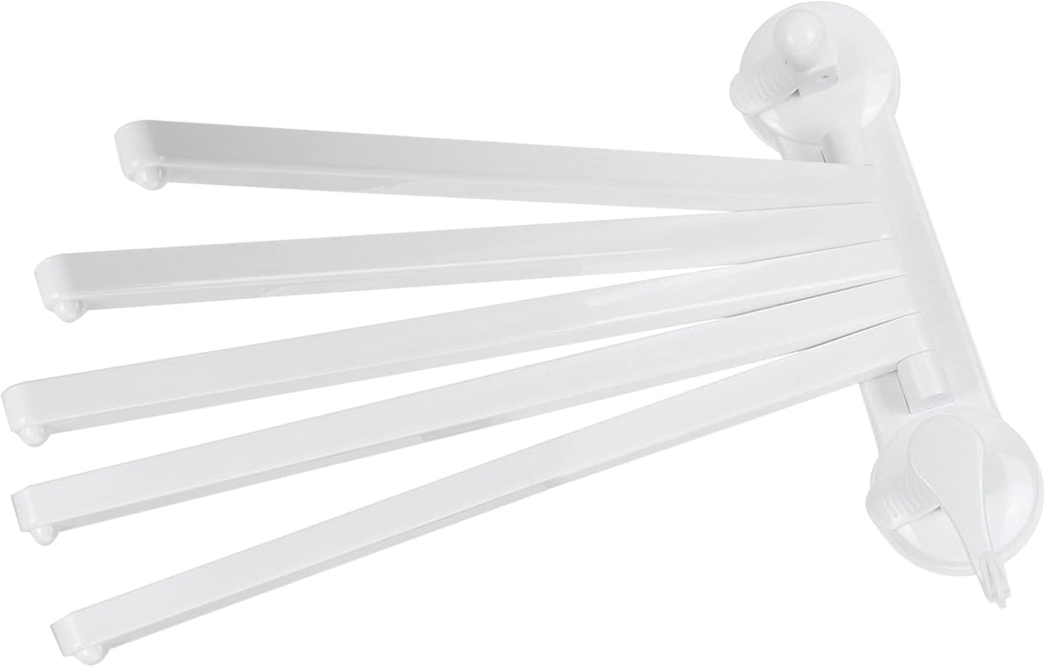 Garosa Wall Mounted Towel Rack with 5 Arms Swivel Hook Space Saving Non Punching Double Suction Cup Towel Holder for Bathroom Kitchen Home 180° Rotation Bar Hanger