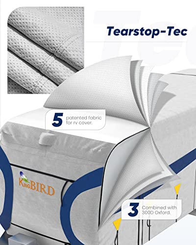 King Bird Tearstop-Tec Heavy Duty Travel Trailer Camper Rv Cover, Fits 22-24Ft Motorhome For Winter Snow, Anti-Uv, Breathable, Waterproof, Rip-Stop, Oxford #TOP1