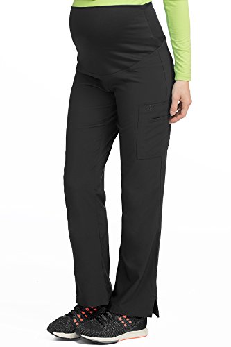 Med Couture Maternity Scrub Pant for Women, Black, Small Petite