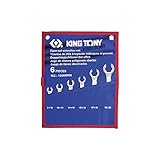 KING TONY 1306Mrn Flare Nut Wrench Set with Tetoron Pouch Bag, 8 mm - 22 mm, 6 Piece