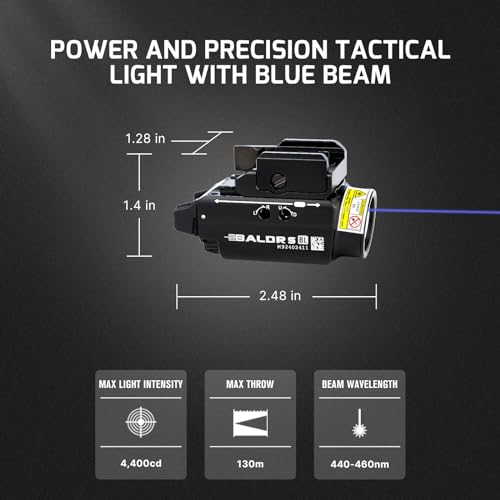 Image of OLIGHT Baldr S Blue Beam 800 Lumens Magnetic USB Rechargeable Tactical Flashlight with White LED Combo, Compact Rail Mounted Light with 1913 or GL Rail, Battery Included (Black)