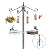 Bird Feeding Station Kit, 81 Inch, 4-Hook, Metal Birds Feeder Stand Pole with Bird Bath and Mesh Tray, Freestanding 5-Prong Base