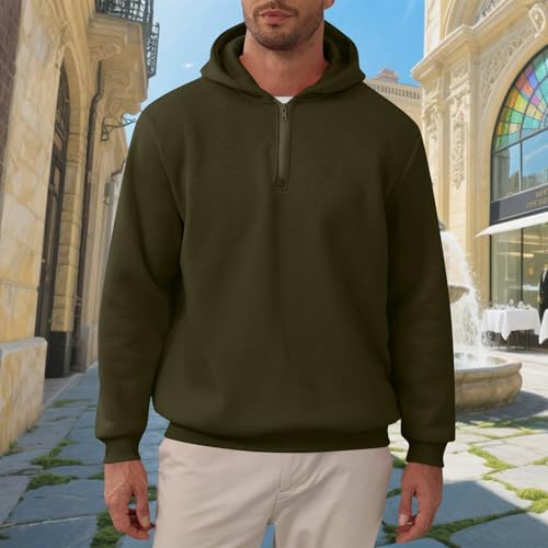 Men's Hoodies Pullover Long Sleeve Warm Winter Quater Zip Hooded Sweatshirts Loose Fit Comfort Fall Fashion Hoodie2