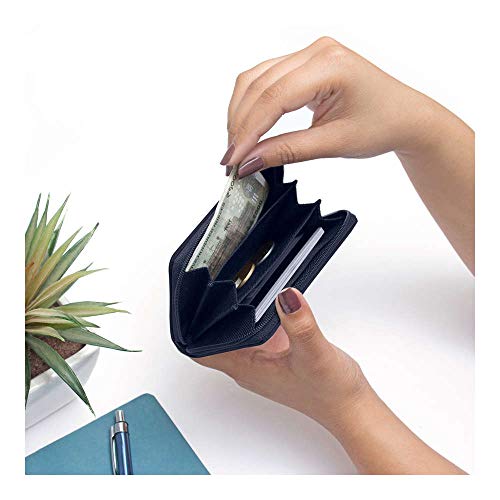 Image of DailyObjects Blue Nylon Women's Card Wallet | Made with Ballistic Nylon Material | Carefully Handcrafted | Holds up to 20 Cards | Slim and Easy to Fit in Pocket | Zip Closure | Made with Ballistic Nylon Material