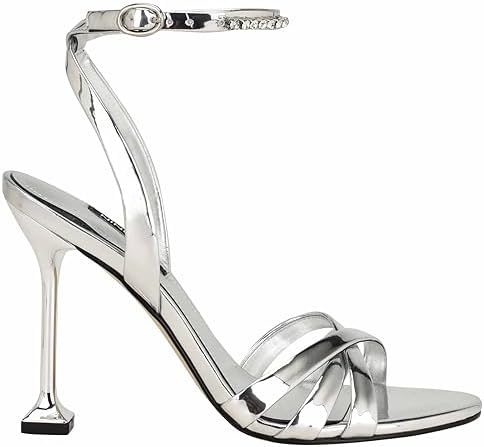 Nine West Women's NORAS Heeled Sandal, Silver 040, 10 | Image 4