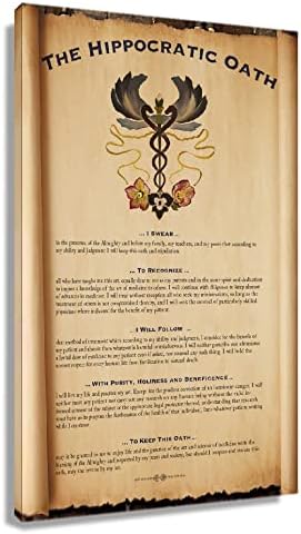 Hippocratic Oath Wall Art Framed Prints Doctor Poster Decorations Vow Canvas Modern Vintage Physician Wall Decor Classic Pictures Art Painting Decor Framde 16x24inch(40x60cm)