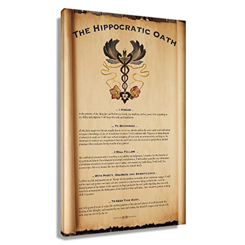 Hippocratic Oath Wall Art Framed Prints Doctor Poster Decorations Vow Canvas Modern Vintage Physician Wall Decor Classic Pictures Art Painting Decor Framde 16X24Inch(40X60Cm) #TOP3