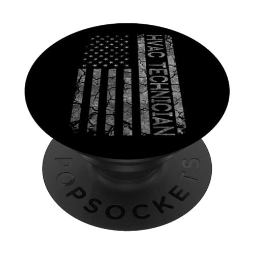Funny Job Title Worker American Flag Hvac Technician PopSockets Standard PopGrip