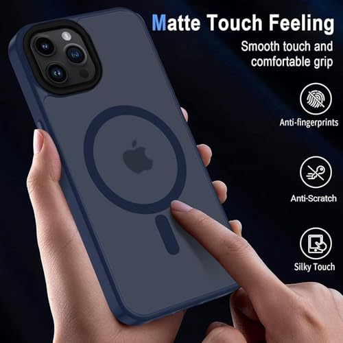 Image of iPhone 13 pro Magsafe Hard Back Case | Matte Design & 360 Protection | Military-Grade Apple iPhone 13 pro Cover | Strong Magnet Back - Blue