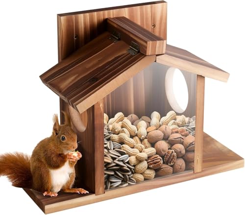Gnodary Squirrel Feeders, Squirrel Feeders for Outside, Squirrel House for Outdoor - Chipmunk Feeder, Squirrel Food for Backyard Squirrels Hold Corn, Corn Cob, Peanuts (Brown)