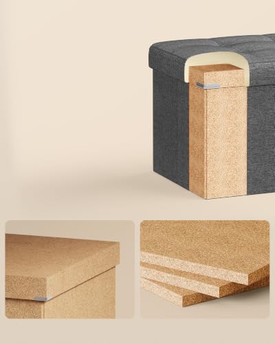 SONGMICS 43.3 Inches Folding Storage Ottoman Bench, Load 660 lb