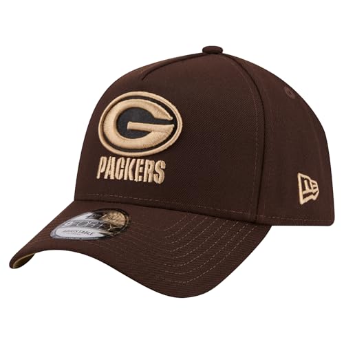 New Era Men's Dark Brown Green Bay Packers Burnt Wood A-Frame 9FORTY Adjustable Hat