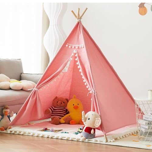 4 Pack Teepee Tent for Kids Slumber Party, Cotton Canvas