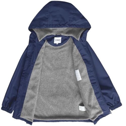 Boys Rain Jackets Waterproof Hooded fleece Raincoats Lightweight Windbreakers for Kids3