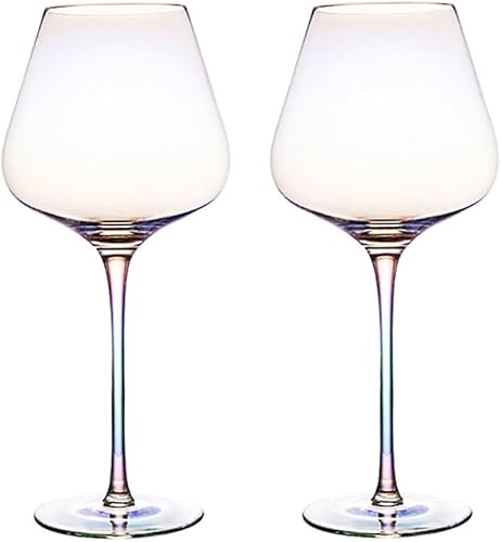 Miniatura 10 de Juego de 2 copas de vino vintage, sopladas a mano, copas de champán de boda con tallo largo, cristalería iridiscente, regalo para fiestas,