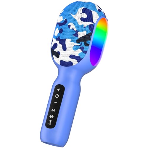 Microphone de karaoké Bluetooth sans fil avec haut-parleur intégré et lumières RVB pour enfant