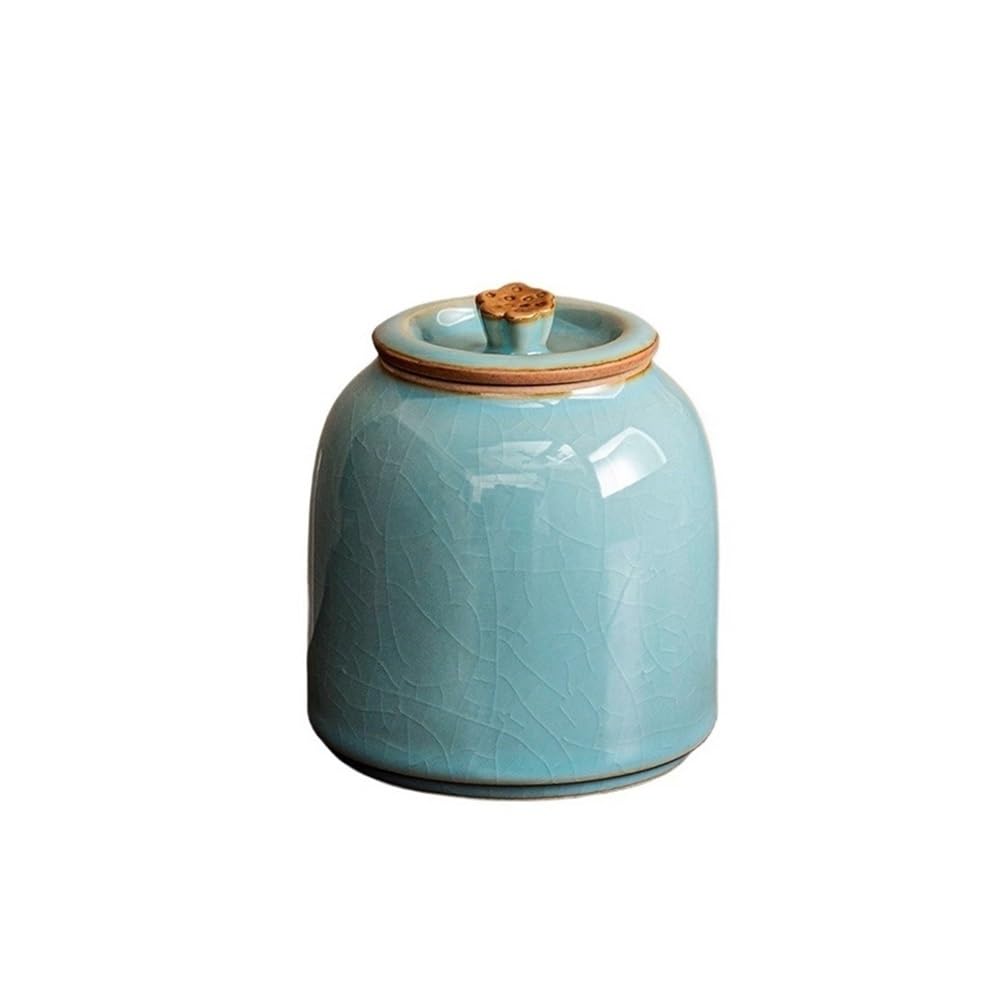 CHENGAIJIAN Tea Canister Mihuang Ru Kiln Tea Jar Household Ceramic Storage Container Tins With Sealed Lid Exquisite Mini Caddy(Green)